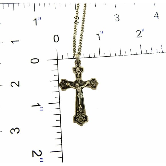 Rose Crucifix Cross Pendant on Chain Necklace - Picture 8 of 8